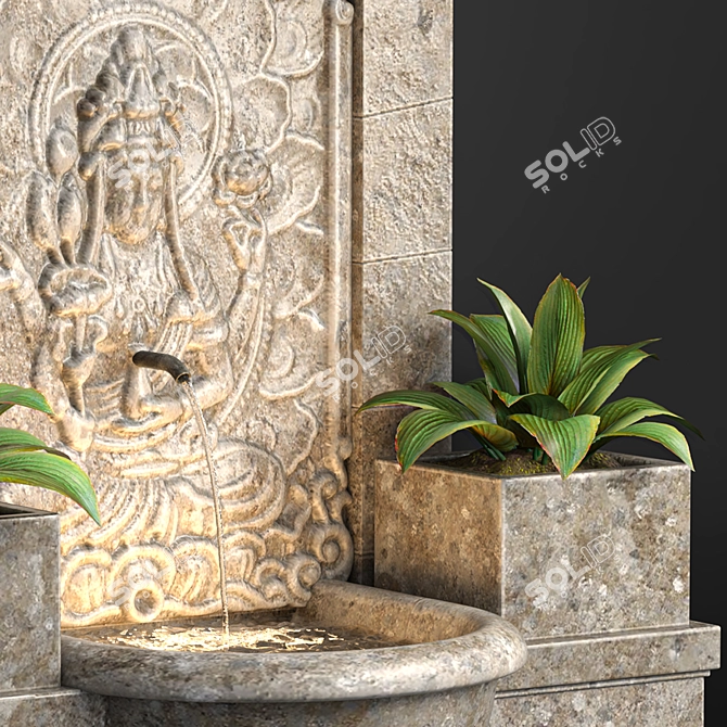 Vintage Fountain 3D Model 2015 3D model image 4