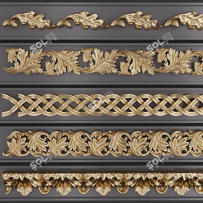 3D Trim Ornaments Pack - 5 Models 3D model image 1