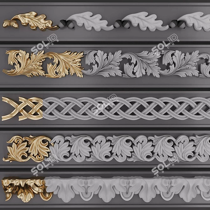 3D Trim Ornaments Pack - 5 Models 3D model image 3