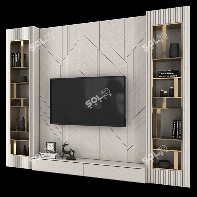 Modern 65" TV Wall Set 3D model image 3