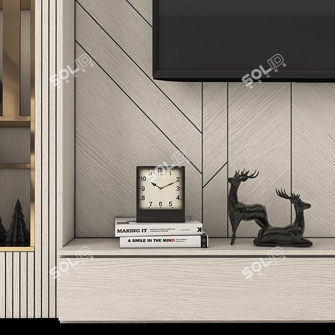 Modern 65" TV Wall Set 3D model image 4