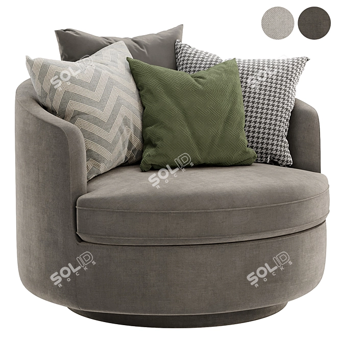Luxury Swivel Accent Chair 3D model image 2