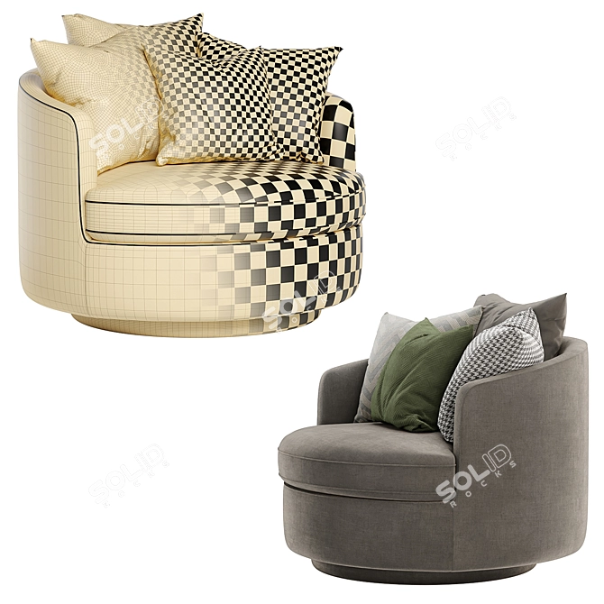 Luxury Swivel Accent Chair 3D model image 4
