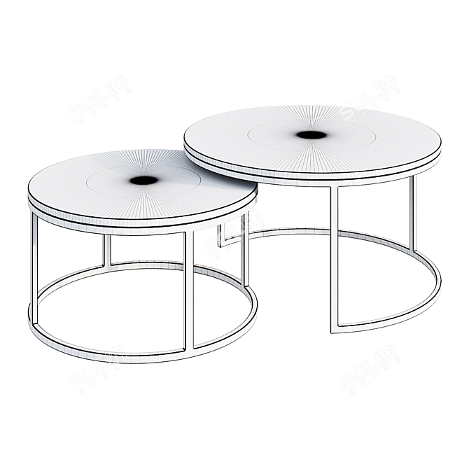 Modern Round Coffee Table, Black Gold Metal 3D model image 2