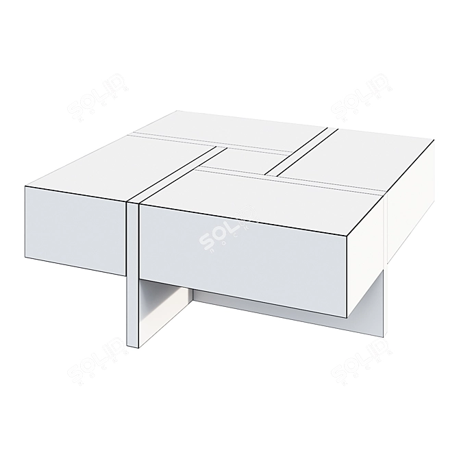 Modern Walnut Coffee Table Storage 3D model image 2