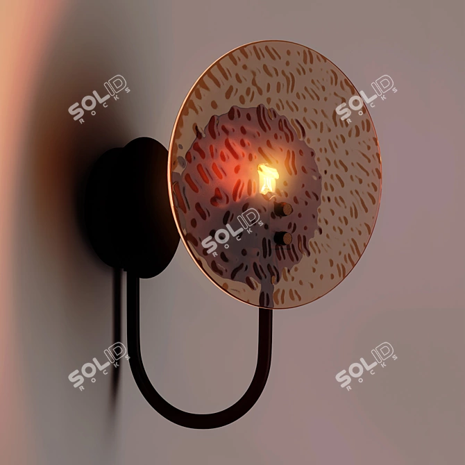 Elegant Amber Glass Metal Sconce 3D model image 4