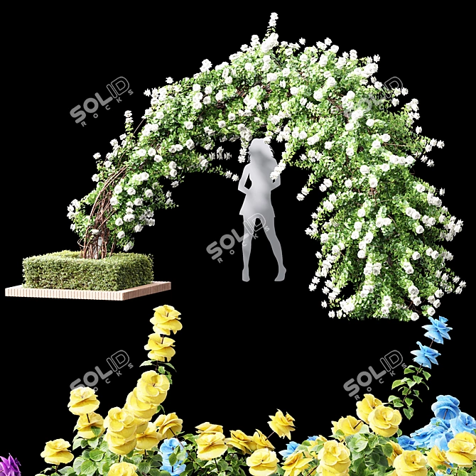Climbing Roses Garden Bow Set 3D model image 1