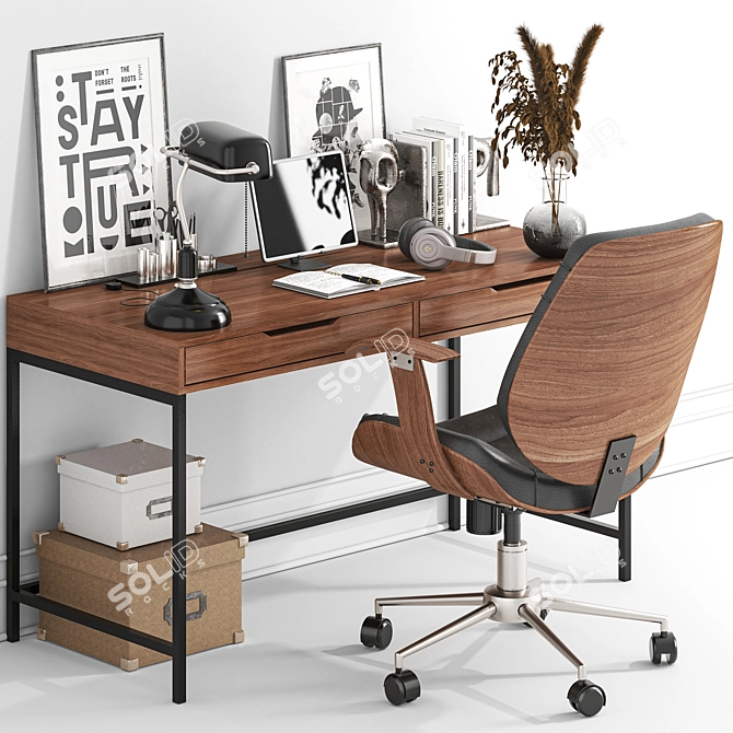 Rathburn Office Set Brown 3D model image 1