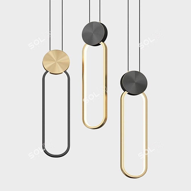  Brass Disc Pendant Light 3D model image 1