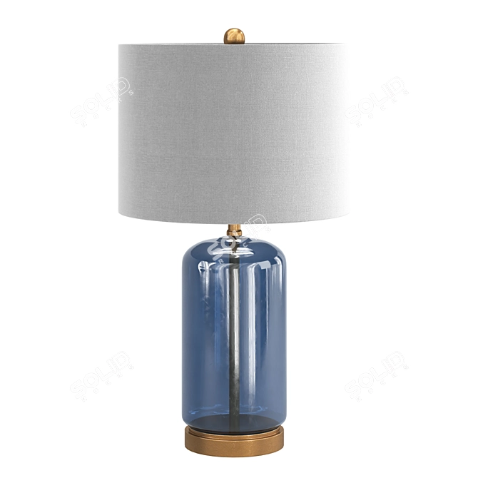 Elegant Blue Glass Table Lamp 3D model image 1