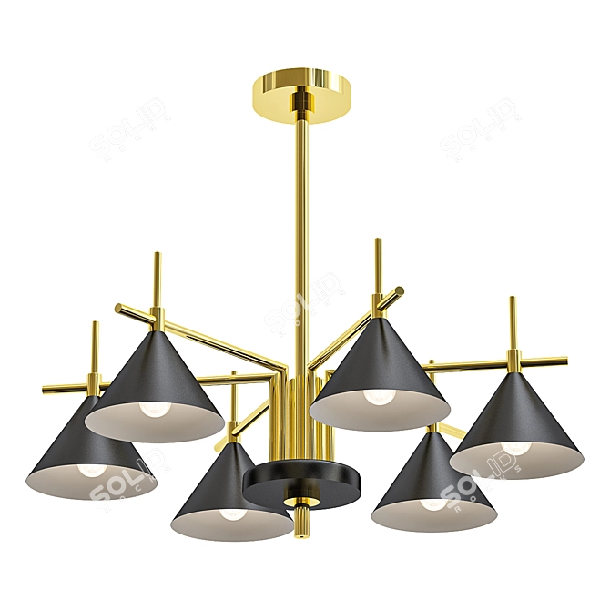 Sleek Metal Cone Ceiling Light 3D model image 1