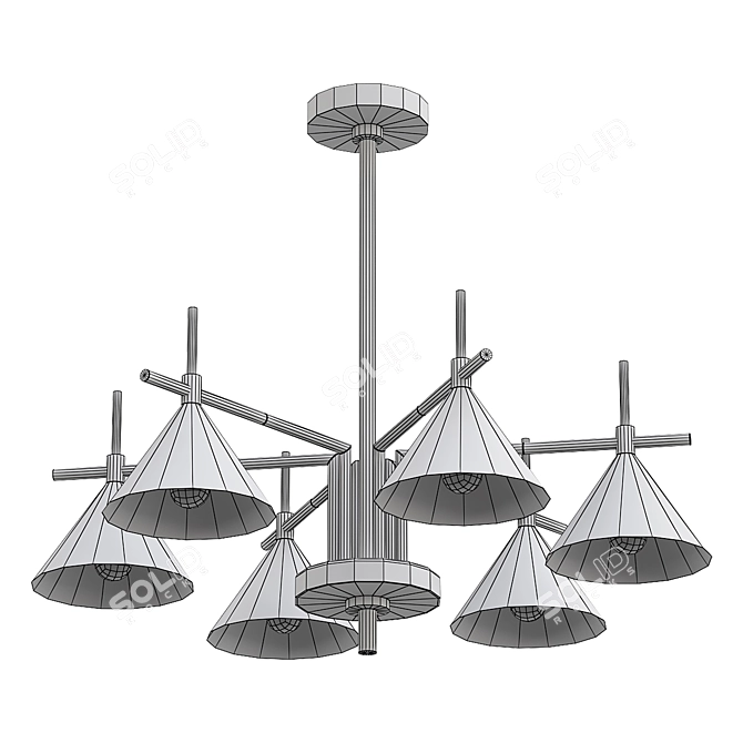 Sleek Metal Cone Ceiling Light 3D model image 2