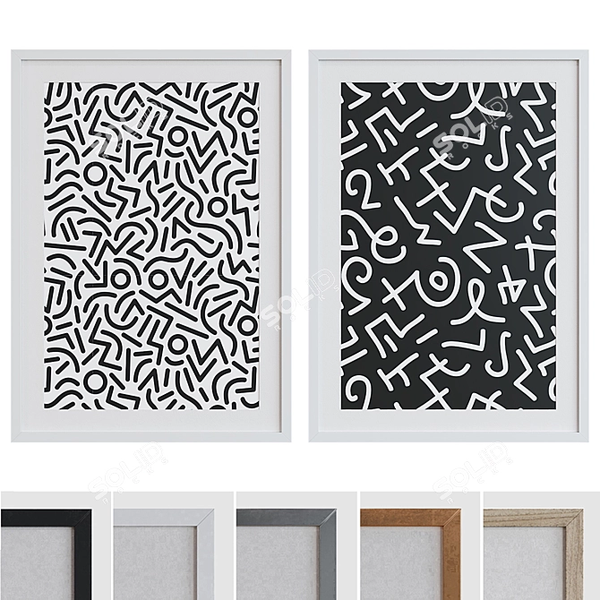 Modern Abstract Picture Frame Set 3D model image 1