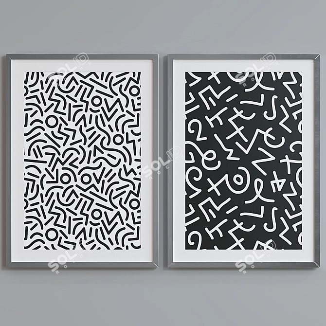 Modern Abstract Picture Frame Set 3D model image 3