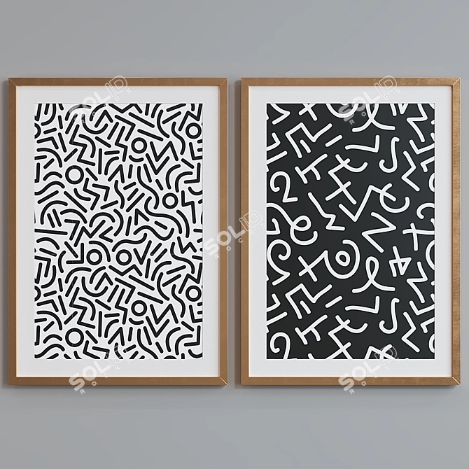 Modern Abstract Picture Frame Set 3D model image 4