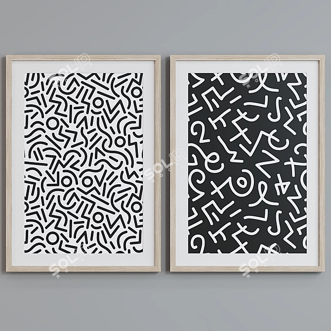 Modern Abstract Picture Frame Set 3D model image 5