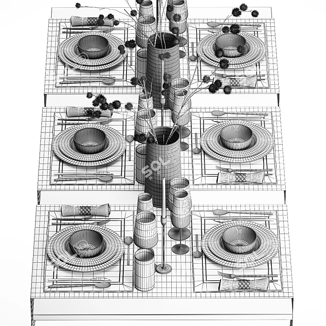 Eco Elegant Table Setting Ensemble 3D model image 5