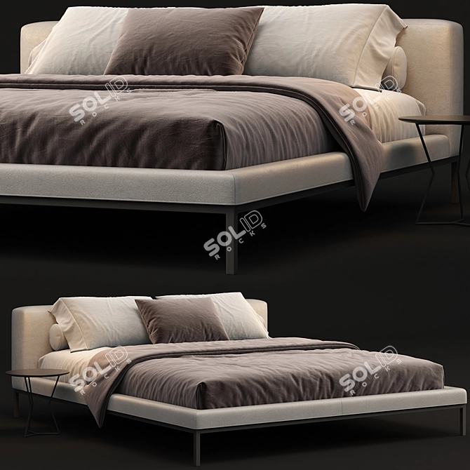 Luxury Desert Light King Bed 3D model image 1