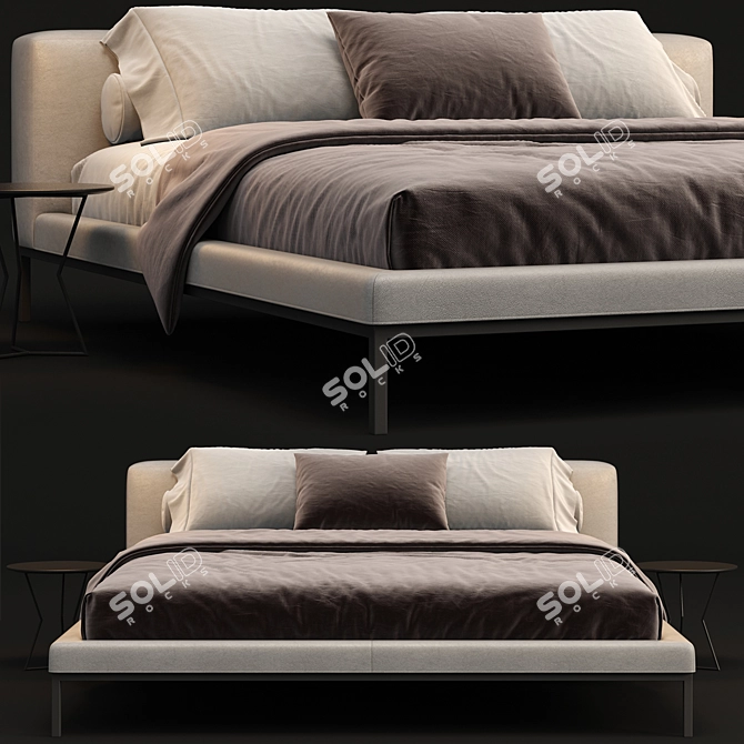 Luxury Desert Light King Bed 3D model image 2