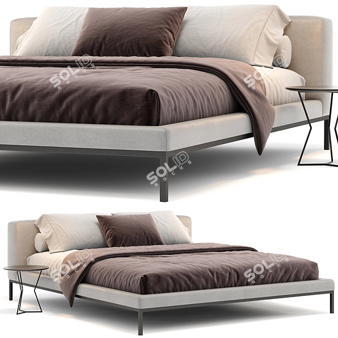 Luxury Desert Light King Bed 3D model image 6