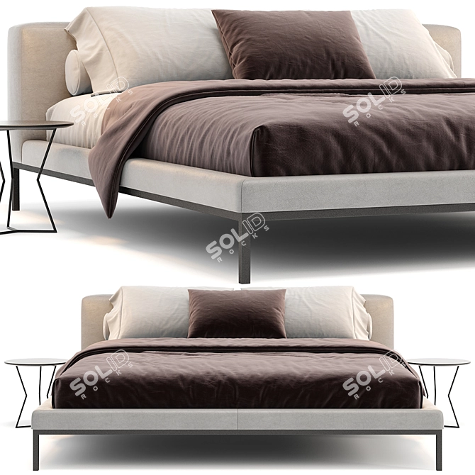 Luxury Desert Light King Bed 3D model image 7