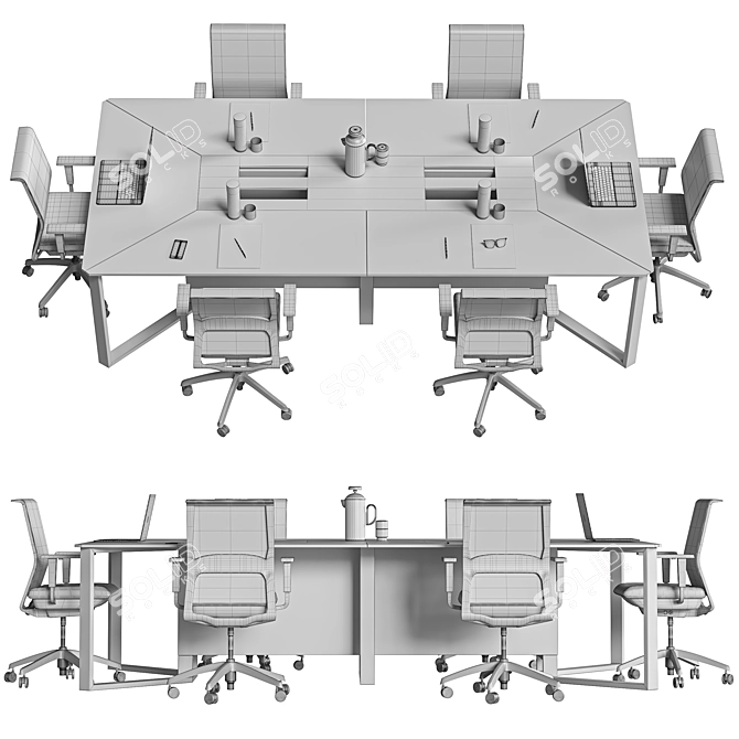 Modern Office Conference Table 3D model image 4