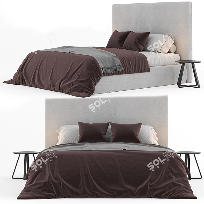 Modern Meridiani Stone Plus Bed 3D model image 2