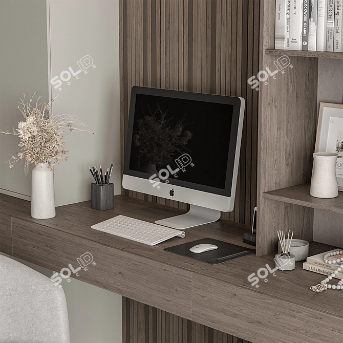 Sleek Home Office Desk Set 3D model image 2