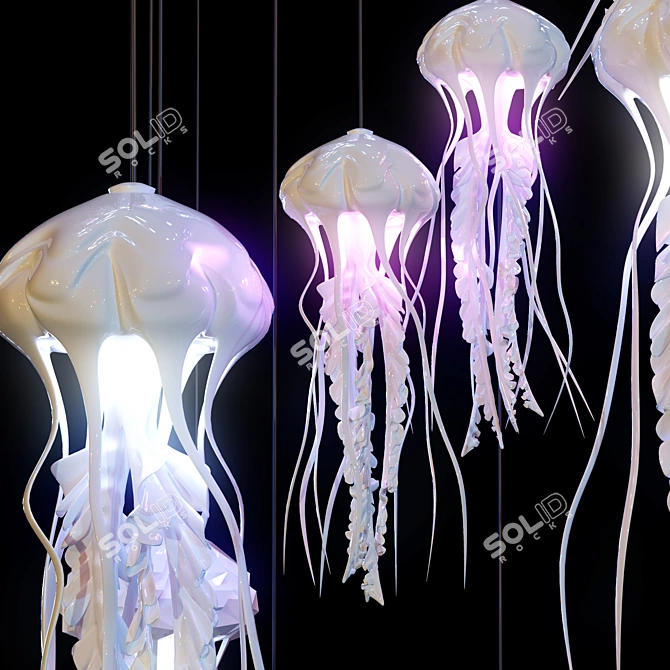 Illuminating Jellyfish Pendant Light 3D model image 3