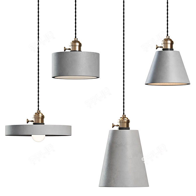 Industrial Concrete Pendant Lights 3D model image 1