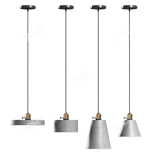 Industrial Concrete Pendant Lights 3D model image 3
