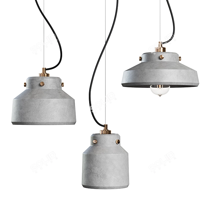 Industrial Concrete Pendant Lamps - ZIEL 3D model image 1