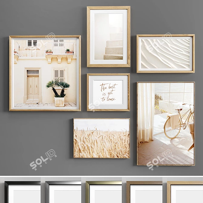 Modern Mixed Material Photo Frames 3D model image 1