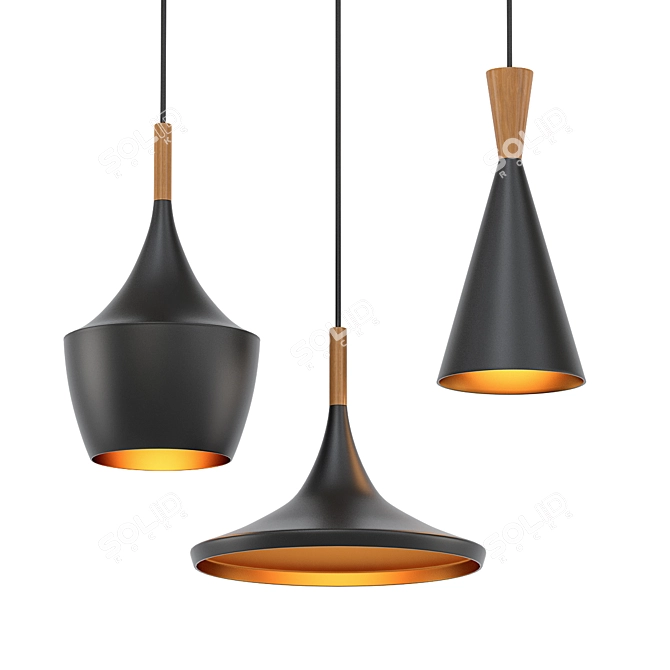 Sleek Iron Pendant Light 3D model image 1