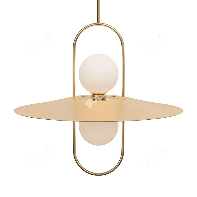Brass 2-Light LED Pendant 3D model image 1