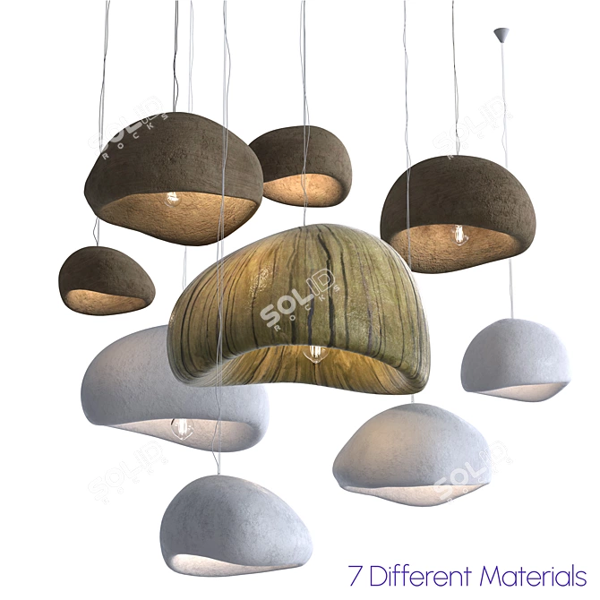 Ethereal Ceramic Pendant Lamp Set 3D model image 1