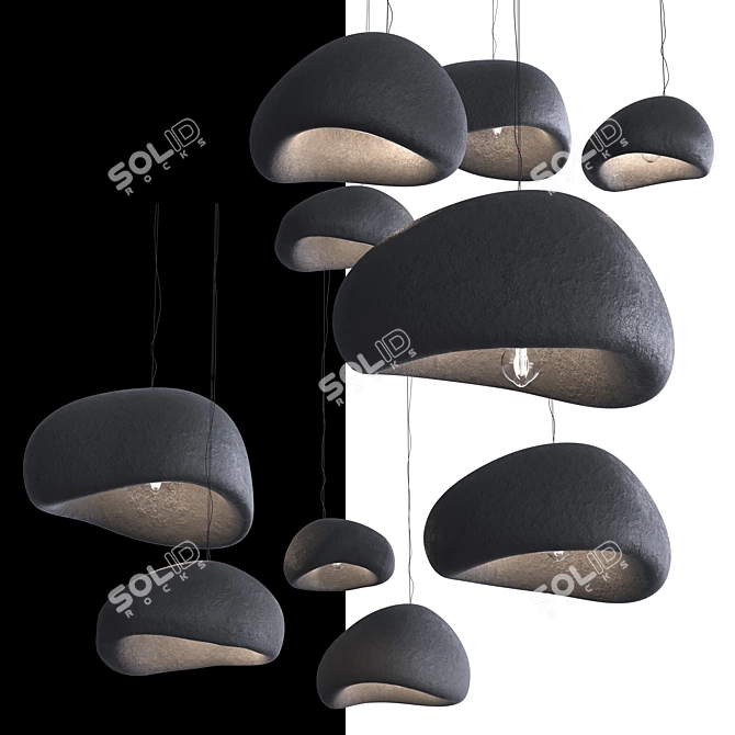 Ethereal Ceramic Pendant Lamp Set 3D model image 3