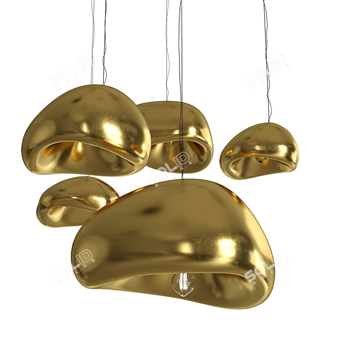 Ethereal Ceramic Pendant Lamp Set 3D model image 4