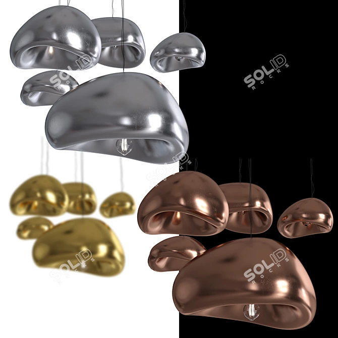 Ethereal Ceramic Pendant Lamp Set 3D model image 5