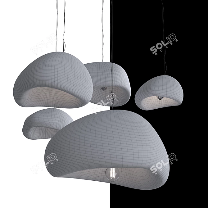 Ethereal Ceramic Pendant Lamp Set 3D model image 7