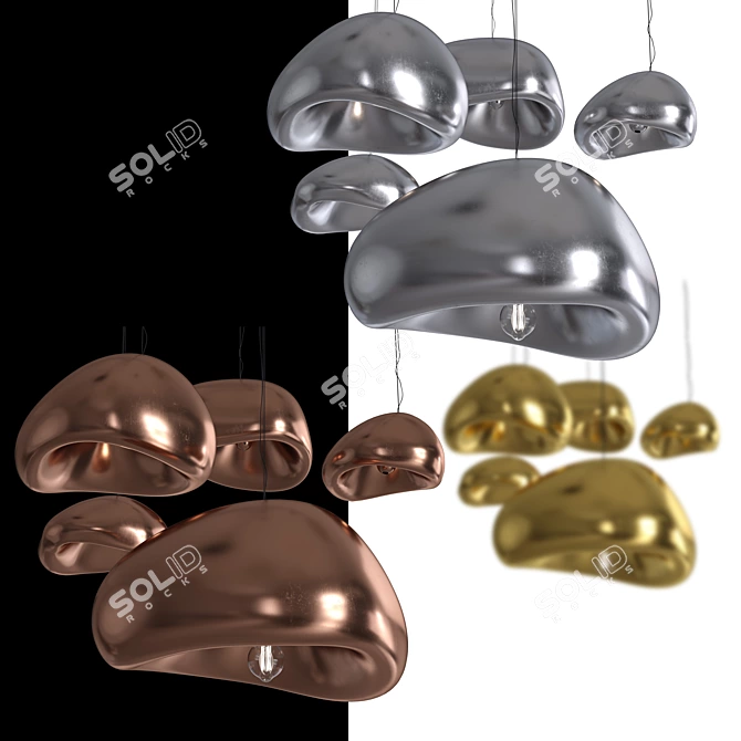 Ethereal Ceramic Pendant Lamp Set 3D model image 8