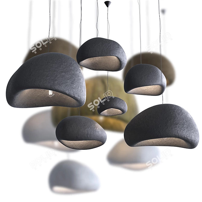 Ethereal Ceramic Pendant Lamp Set 3D model image 9