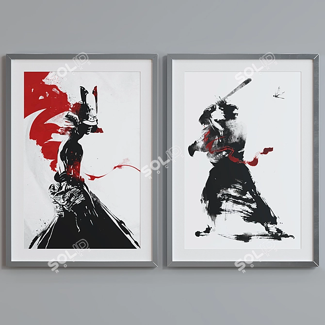 Modern Japanese Style Silhouette Picture Set 3D model image 3