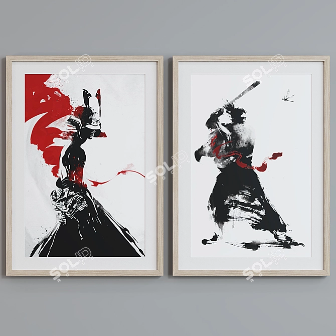 Modern Japanese Style Silhouette Picture Set 3D model image 4