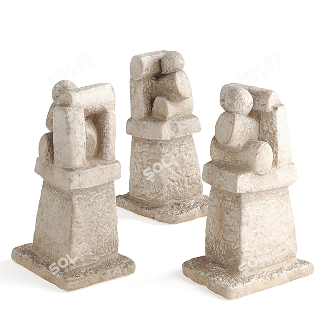 Industrial Figure Sculpture Metal Plaster 3D model image 3