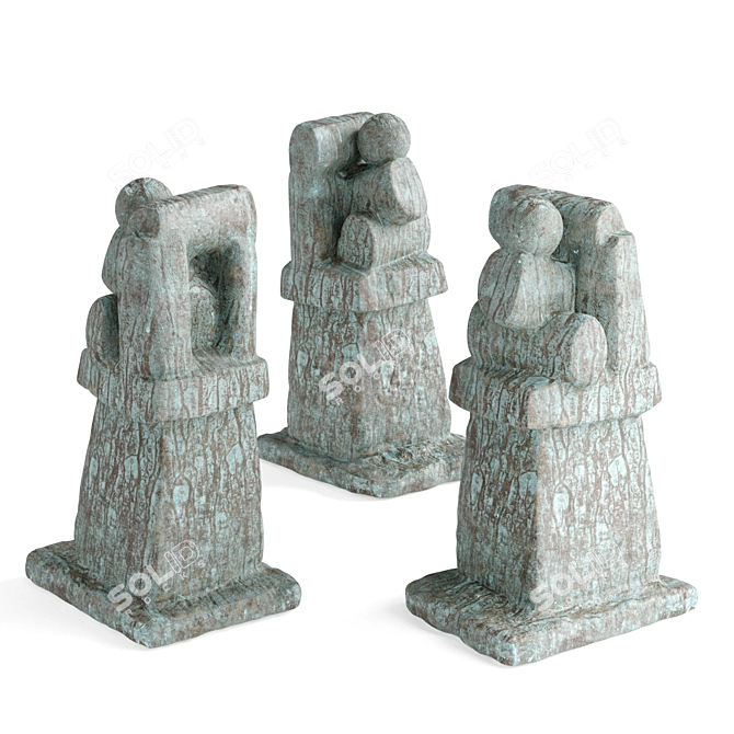 Industrial Figure Sculpture Metal Plaster 3D model image 4