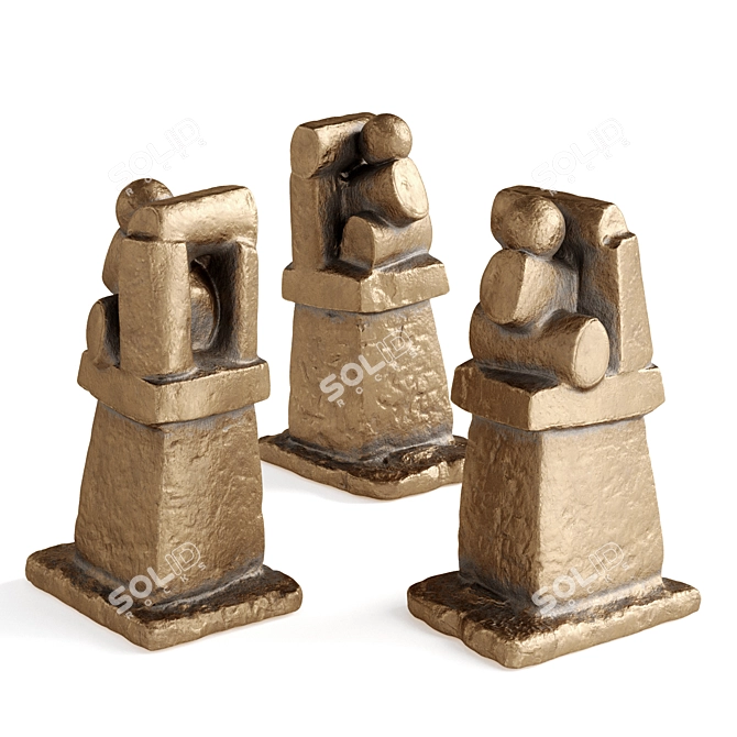 Industrial Figure Sculpture Metal Plaster 3D model image 5