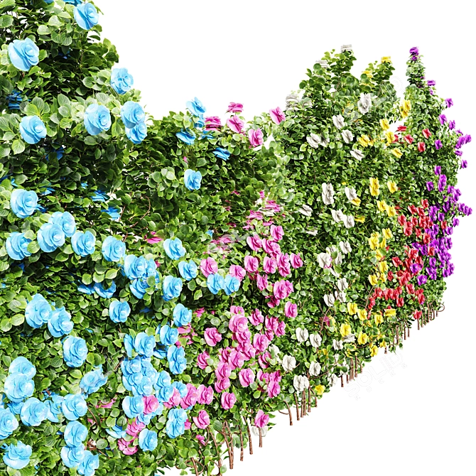 Climbing Roses Wall01 6 Colors 3D model image 3