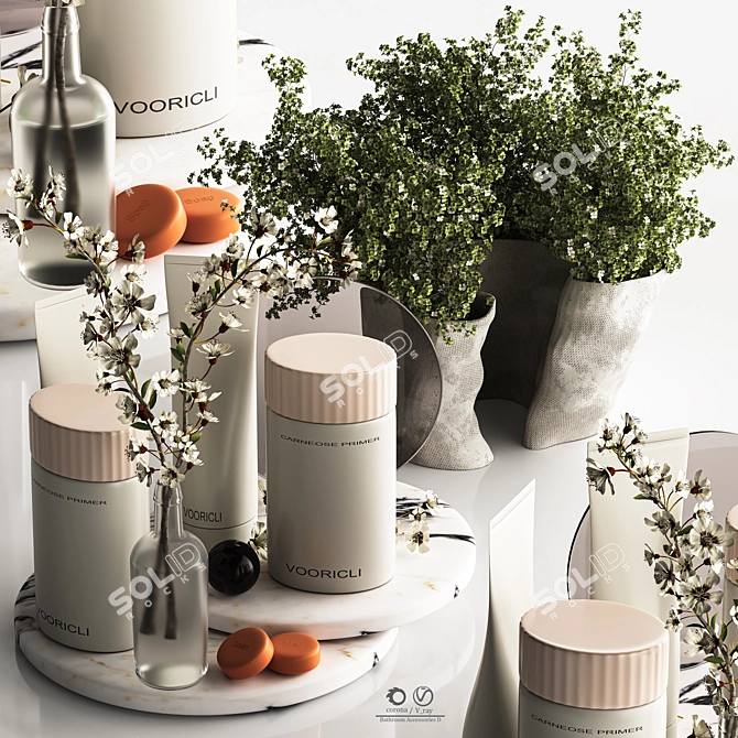 Modern Bathroom Accessories Set 3D model image 2