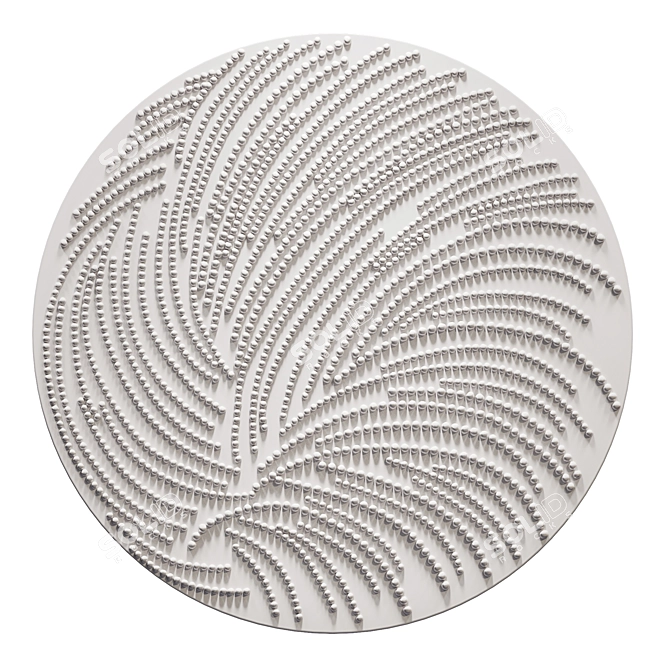 White Round Wall Panel 3D model image 1